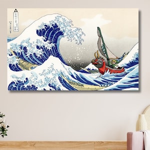 The Legend of Zelda Windwaker The Great Wave off Kanagawa Leinwanddruck|Kinderzimmer Dekor|Geschenkidee|Spielezimmer Kunst|Ausstellung Kunstwerke