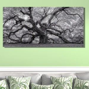 Angel Oak Tree Print Art|Botanical Canvas Wall Art|Nature Forest Poster|Angel Oak Tree Art|Landscape Canvas