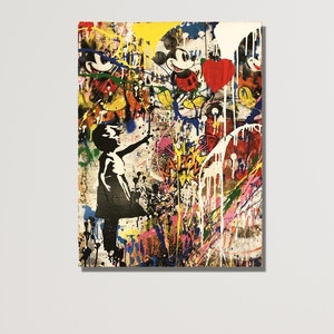 Banksy Canvas Art | Graffiti Canvas Art | Street art canvas | Red Balloon Girl | Banksy Girl with a balloon | Banksy Artwork | Mickey Mouse