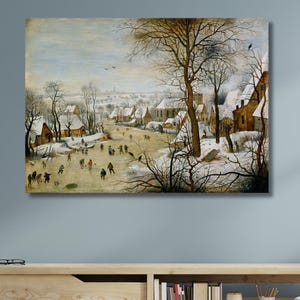 Pieter Bruegel the Elder Winter View Canvas Wall Decoration|Bruegel Exhibition|Landscape Poster|Famous Vıntage Artwork