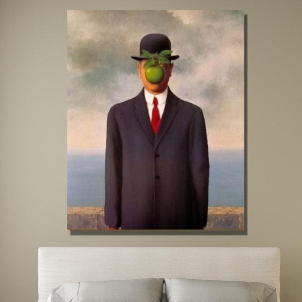 René Magritte The Son of Man (1964) Poster Wall Art|The Son of a Man Canvas Print Art Print|Reproduction Print Wall Art|Rene Magritte Canvas