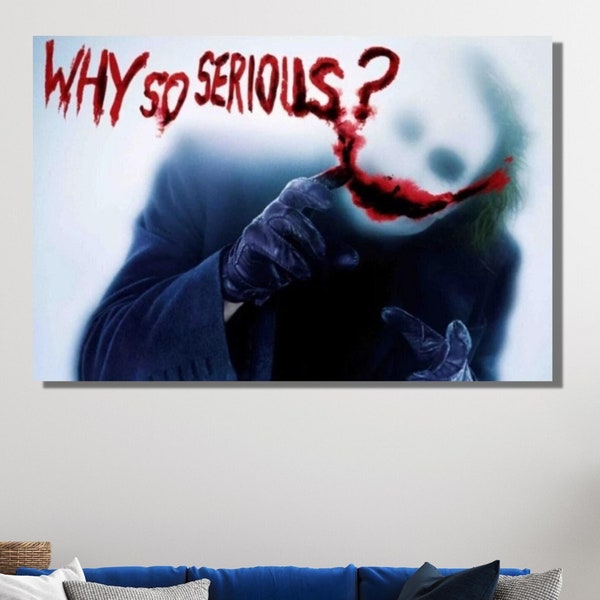 Joker Why So Serious Canvas Wall Art|Joker Living Room Wall Art|Man Cave Wall Art Decor|Joker Movie Poster Print|Why So Serious?