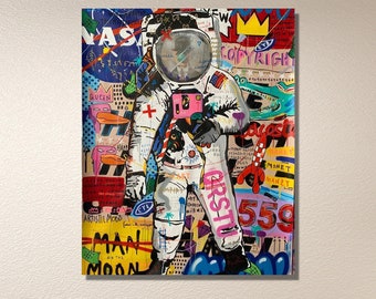 Arte murale astronauta/Stampa su tela di Banksy Astronauta/Opere d'arte in stile Banksy/Banksy Astronauta/Poster su tela graffiti moderni