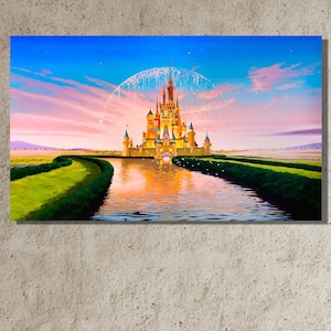 Disney Wandkunst, Cinderella Castle, Disney Poster, Schloss Leinwand, Mädchen Wandkunst, Disneyland Leinwand, Disney Wandkunst, Nachtansicht, Sternenhimmel