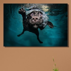 Labrador in The Sea,Labrador Art Print,Dog Playing on Beach Painting,Family Dog Wall Art,Coastal Art for Dog Lovers and Beach,gift idea