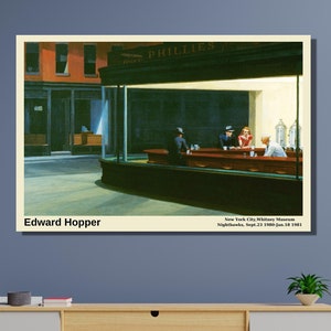 Nighthawks (1942) Edward Hopper|Framed Giclee Wall Art|Edward Night Canvas|Famous Landscape Print|Art Masterpiece|American Realism