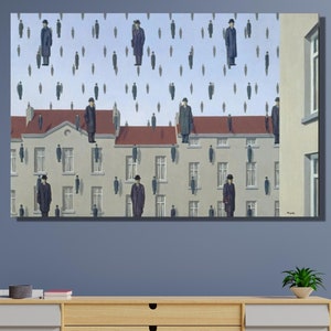 Golconde (Golconda)|Golconda por Rene Magritte|Decoração de parede de Rene Magritte|Arte de parede de Rene MagritteCartazes de homens chovendo|Cartaz de Magritte