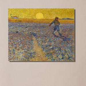 Vincent van Gogh : Le semeur au coucher du soleil (1888) | Le semeur de Vincent van Gogh au coucher du soleil Reproduction giclée de peinture | Art déco florale murale