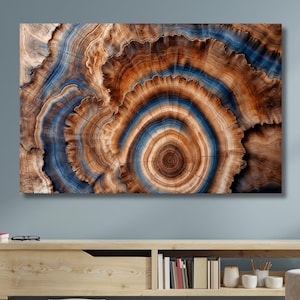 Tree Rings Canvas Wall Art|Tree Ring Wood Artworks|Abstract Colorful Tree Ring Wall Decor