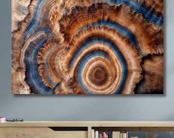 Tree Rings Canvas Wall Art|Tree Ring Wood Artworks|Abstract Colorful Tree Ring Wall Decor