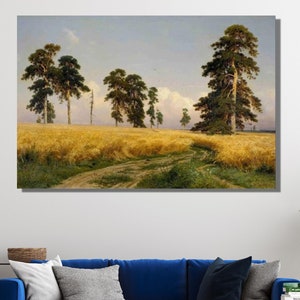 Ivan Shishkin Rye (1878) Canvas Gallery Wrapped|Ivan Shishkin Rye Reproduction Canvas Print|Retro Landscape Wall Art|Retro Landscape