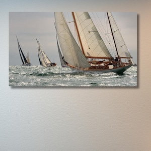 Sailing Regatta Sailboat canvas Wall Artwork|Nautical Art Yacht Wall Decor|Seascape Exhibition Poster