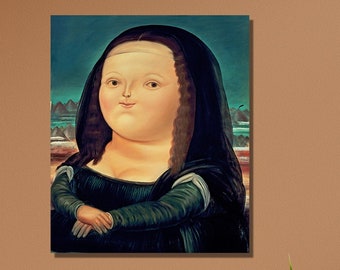 Mona Lisa by Fernando Botero Canvas Print|Living Room Decor|Office Decor Wall ArtBotero famous artwork|Reproduction art|Exhibition Art|Gift