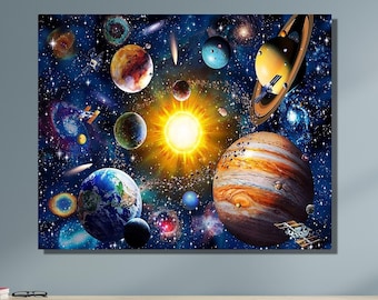 SOLAR SYSTEM On Canvas Wall Art Print Poster|Space Artwork|Outer Space Decoration|Space Science Print|Planets