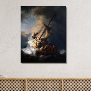 Christ in the Storm on the Sea of Galilee Jesus Calming the Storm by Rembrandt|The Lake Of Galilee|Vintage Reproduction|Exhibition Art