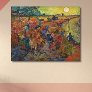 The Red Vineyard (1888) by Vincent van Gogh Poster Canvas Wall Art|Van Gogh Exhibition Artworks