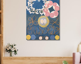 Hilma Af Klint Artwork|Exhibition Poster|Abstract Colorful Wall Art|Reproduction Decor|Fine Art|Abstract Poster|Blue and Pink Decorative Art