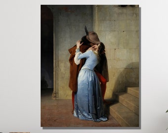 Kiss by Francesco Hayez|Original Vintage Poster|Minimalist Canvas Decor|Romanticism Artwork|Iconic Painting|Lovers Painting|Famous Art
