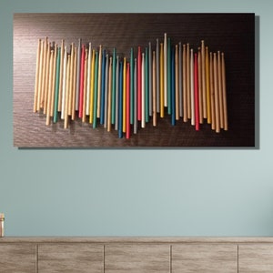 Impressão de baquetas em tela | Arte moderna de parede | Arte de parede em tela de baqueta multicolorida | Decoração de casa | Arte de parede urbana | Impressão em tela de Banksy