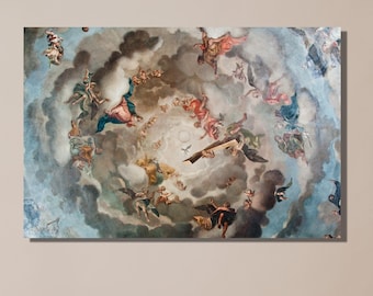 Renaissance Gemälde auf Leinwand|Renaissance Himmel Malerei|Engel Kunstwerk|Renaissance Kunstwerk|Fresko Leinwand|Berühmte Kunstwerk|Geschenkidee