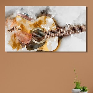 Gitarre Leinwand Gemälde,Musikinstrumente Leinwand, Gitarre Leinwand Druck Wandkunst, Leinwand Haus Büro Dekor, fertig zum Aufhängen des Posters