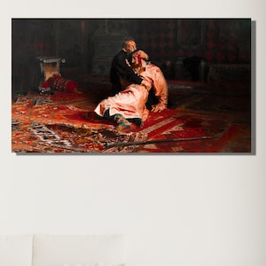 Ivan the Terrible and His Son Poster|Ilya Repin Ivan the Terrible Art|Ilya Repin art|Ivan Terrible|Fine Art Canvas|Gift Idea|Ready To Hang