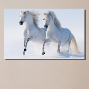 Horses Wall Art Large Running Horses White Horses Canvas Print|Running Horses Art|Animal Wall Art|Living Room Art Wall Decor|Gift Idea