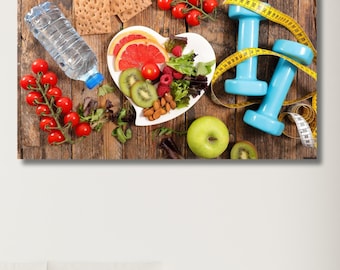 Fitness und Ernährung Wandkunst|Gesunder Lebensstil Motivationsdruck|Bleib Fit|Sauberes Essen & Bewegung Inspiration|Lebensmittel Print