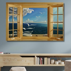Salvador Dali Book to Birds With Window Canvas Wall Art|Famous Wall Art Decor|Modern Wall Art|Reproduction Prints|Books Birds Reproduction