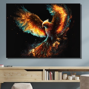Phoenix Bird Wall Art|Phoenix|Fire Phoenix Wall Art|Inspirational Wall Art|Phoenix Bird Art Poster|Modern Spiritual Decor|Gift Idea