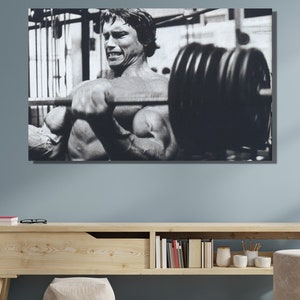 Gym Exercise Fitness Weight Lifting Body Builder Motivation Arnold Schwarzenegger|Schwarzenegger Canvas Wall Art Man Cave Decoration