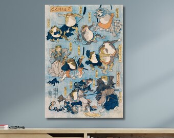 Famous Heroes of the Kabuki Stage Played by Frogs by Utagawa Kuniyoshi|Japanese Heroes Artworks|Asian Exhibtion|Ready To Hang or Poster