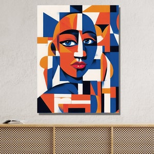 Abstract Cubist Wall Art|Cubist Woman Face Poster|Picasso Abstract Canvas|Pablo Picasso Inspired Cubist Decor|Cubist Portrait of a Woman