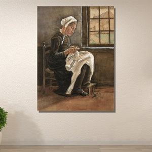 Vincent van Gogh Woman sewing by the Window Art|Art Reproduction|Exhibition Wall Art|Gift Idea|Christmas Gift