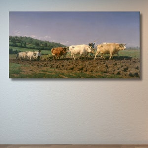 Ploughing in the Nivernais by Rosa Bonheur Canvas Wall Decor|Exhibition Poster|Famous Wall Art|Farming Landscape|Farmer Print Art