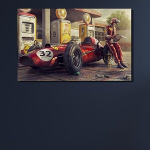 Ferrari 246 F1 Vintage Car Modern Wall Art|Legend Ferrari Racing Car Canvas|Formula 1 Canvas Art|F1 Fan Gift|Racing Car Poster