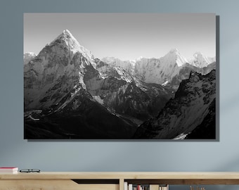 Arte murale del campo base dell'Everest, decorazione murale dell'Himalaya, decorazione murale del paesaggio montano, regalo su tela, stampa del paesaggio dell'Everest, regalo per scalatori