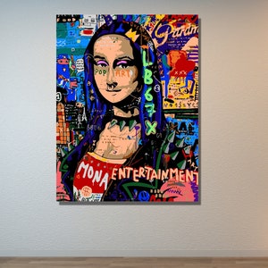 Banksy Mona Lisa Leinwandkunst|Abstrakter Graffiti Druck|Bunte Mona Lisa|Pop Art Mona Lisa|Leonardo Da Vinci Graffiti Kunst|Bansky Ausstellung