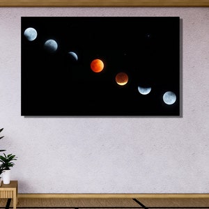 Mond Leinwand Wandkunst|Mondfinsternis Leinwand Weltraum Leinwand|Mondfinsternis Wandkunst|Totale Sonnenfinsternis Foto|Eclipse Printable|Mond Foto