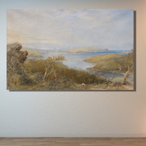 North Head from above Balmoral by Conrad Martens Canvas Wall Art|Landscape Decor|Modern Wall Art|Fine Art|Exhibition Art|Sydney Harbour 1866
