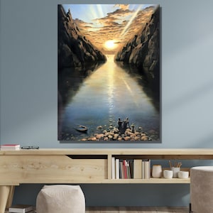 Arte mural Tide Of Time / Pintura surrealista en lienzo de Vladimir Kush / Impresiones de Vladimir Kush / Reproducción en lienzo para decoración del hogar / Idea de regalo / Exposición