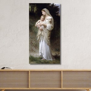 William-Adolphe Bouguereau Inocência (1893) Decoração de parede em tela | Arte em tela L'Innocence Virgem Maria Menino Jesus Cordeiro | Arte de exposição | Giclee