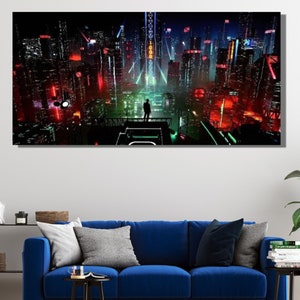 Cyberpunk City Canvas Poster|Game Poster Gift|Cyberpunk Poster|Cyberpunk City Canvas Poster