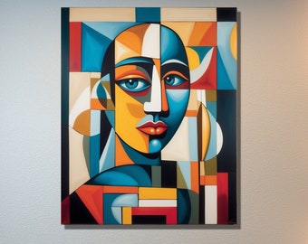 ピカソ キュビズム女性キャンバスプリント：モダンアートギャラリーの