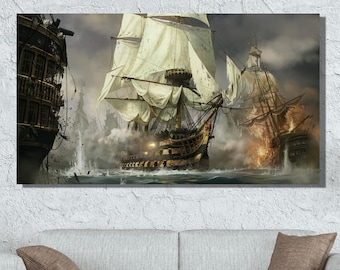 Napoleon Pirates Ship Canvas Wall Print|Sailboat Wall Art|Napoleon Ship Canvas Wall Art|pirate ships Poster|warships canvas print|Wall decor