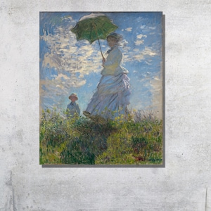 Madame Monet und ihr Sohn (1875) Leinwand Kunst|Frau Mit Sonnenschirm Wohnkultur|Berühmte Wandkunst|Frühling Vintage Dekor|Reproduktion Kunst|Fine Art