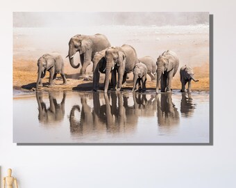 Elephants Original Decor for Home,Big African Elephants Art,Elephant Family Art,Elephants Fine Art,Kids Animal Print,Safari Print,Wild Life