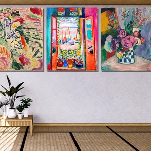 Set Of 3 Henri Matisse Canvas Wall Art Colorful Decorative Canvas|Living Room Wall Decor wall art|printable wall art set of 3