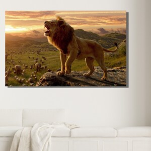 King Lion Canvas Wall Art|Lion Wall Art|Animal Wall Decor|Ready to Hang of Poster|Gift For Him|Gift For Strong Man|Man Cave|Lion|Wild Animal