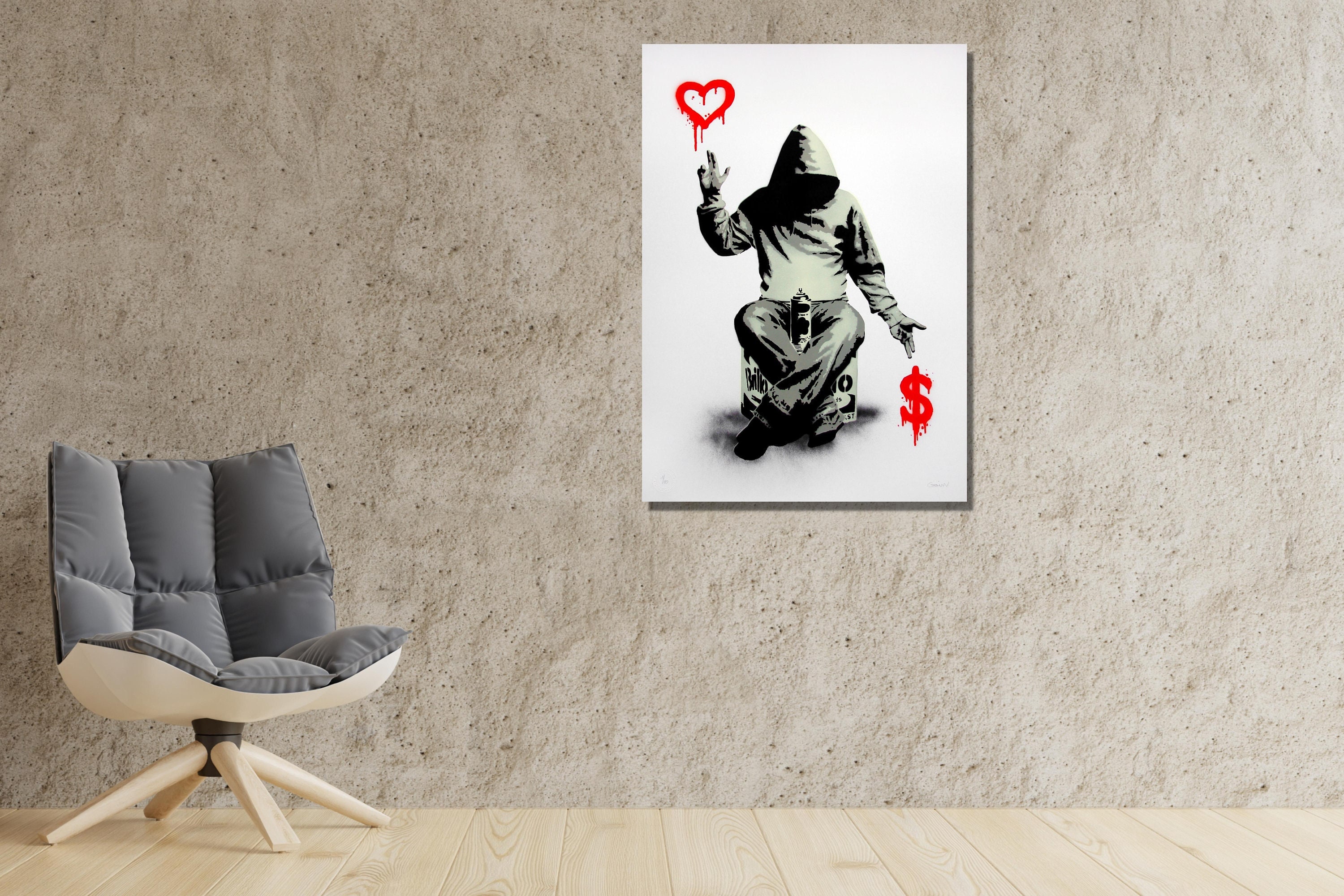 Love or Money Banksy Boy Canvas Wall Art | Banksy Art | Street